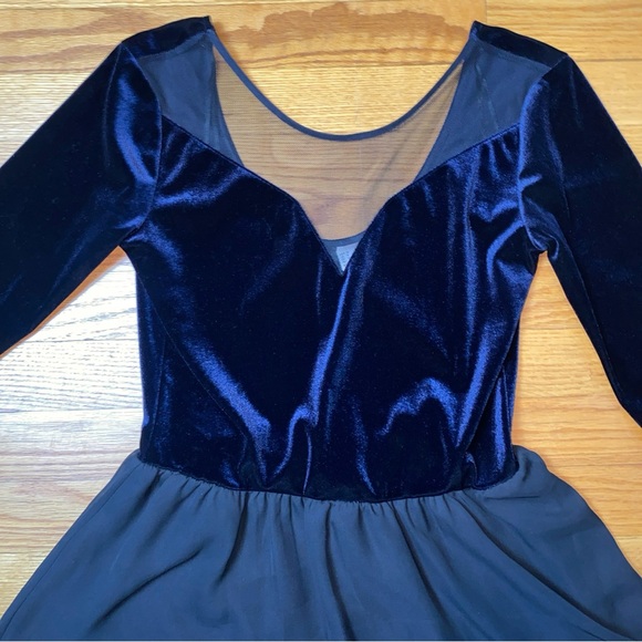 Women’s juniors Divided brand short cocktail dress 3/4 sleeve blue black size 6 - Picture 2 of 14